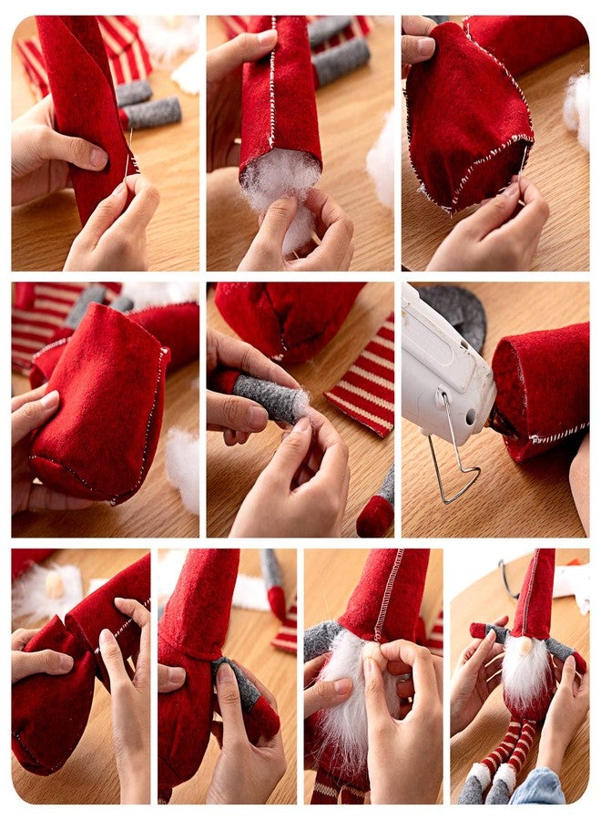 Threan 3 Set DIY Gnome Kit Elf Gnome Plush Crafts Felt Christmas Ornaments Sewing Craft DIY Ornaments for Adults(Classic Style) - Image 3